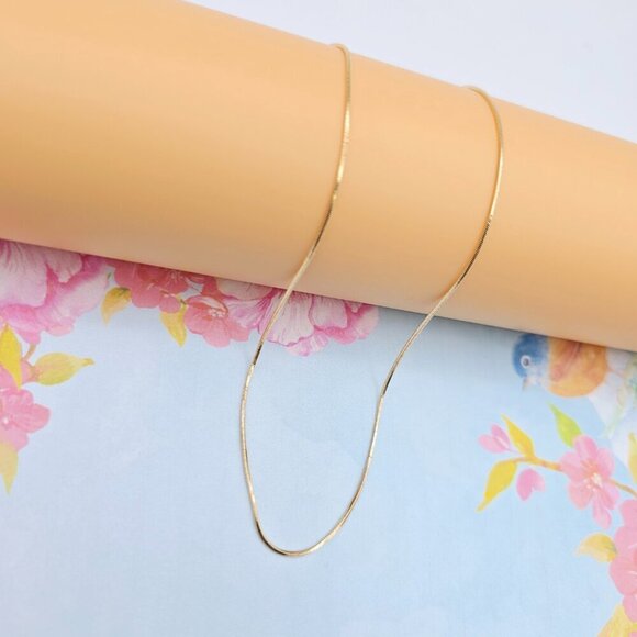 "Rose Gold Flat Snake Chain Necklace | 50cm Elegant Minimal Design, XPNL0115 - Picture 3 of 13